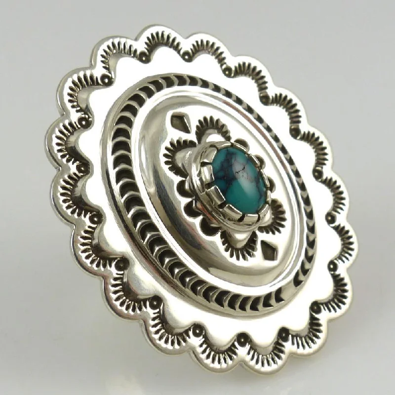 Women's modern rings-Turquoise Concha Ring