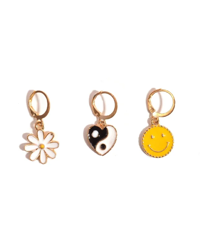 Women's fingerprint rings-Good Vibes Earring Set