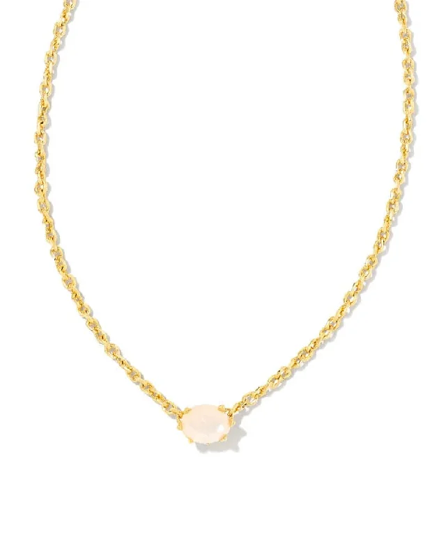 Women's seasonal necklaces-Kendra Scott - Cailin Gold Pendant Necklace - Champagne Opal Crystal