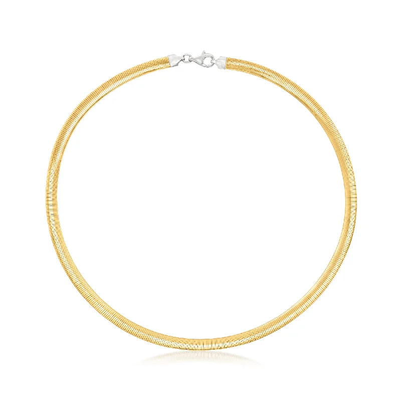 Women's friendship necklaces-Ross-Simons Italian 6mm Reversible Omega Necklace in Sterling Silver and 18kt Gold Over Sterling