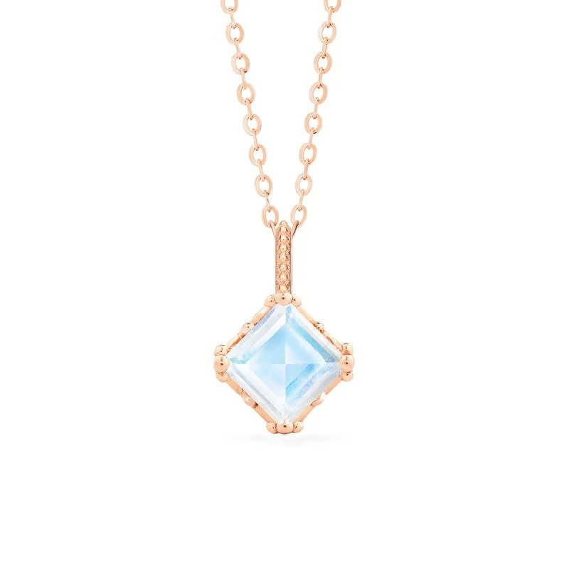 Women's holiday necklaces-[Astoria] Fluer De Lis Princess Cut Necklace in Moonstone