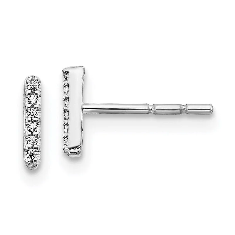 Women's waterproof earrings-14k White Gold Diamond Initial I Earrings