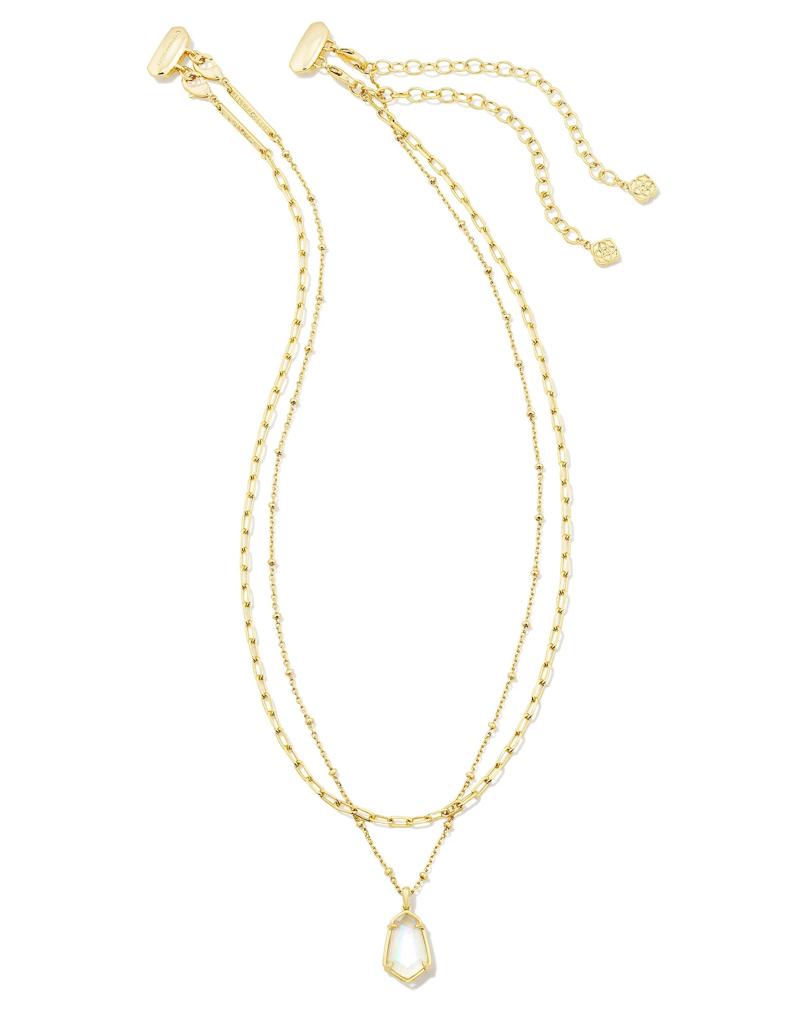 Women's celestial necklaces-Kendra Scott - Alexandria Multi Strand Necklace - Gold Iridescent Clear Rock Crystal