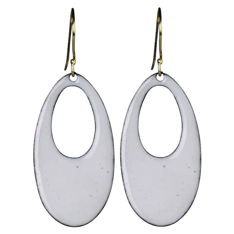 Women's Valentine's Day rings-Donte Earring, Teardrop Cut Out White Enamel - Small