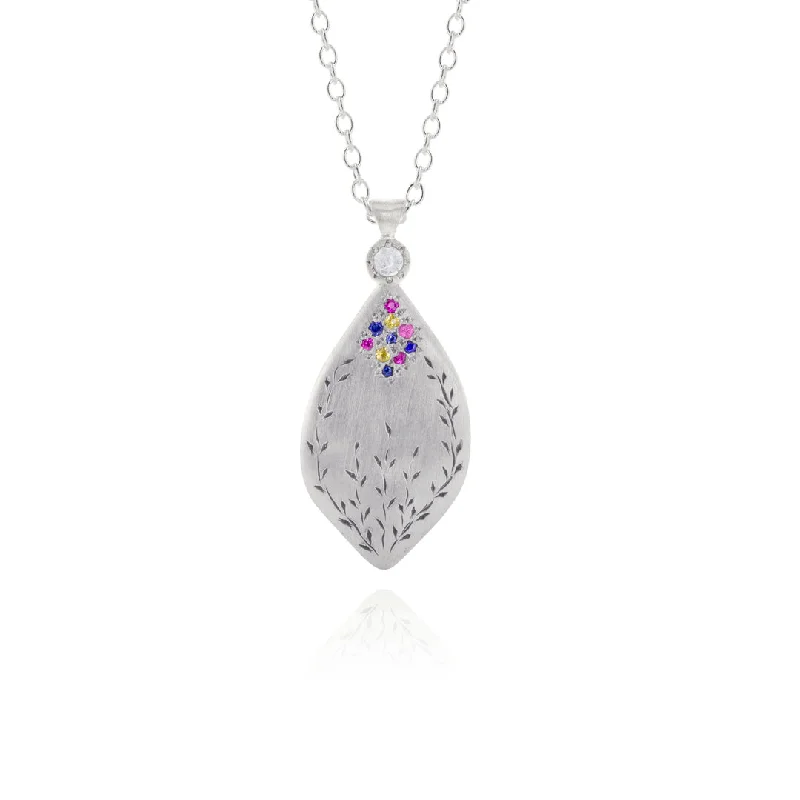 Women's friendship necklaces-NEW! Secret Garden Pendant with Multi-Sapphires in Sterling Silver Necklace by Adel Chefridi