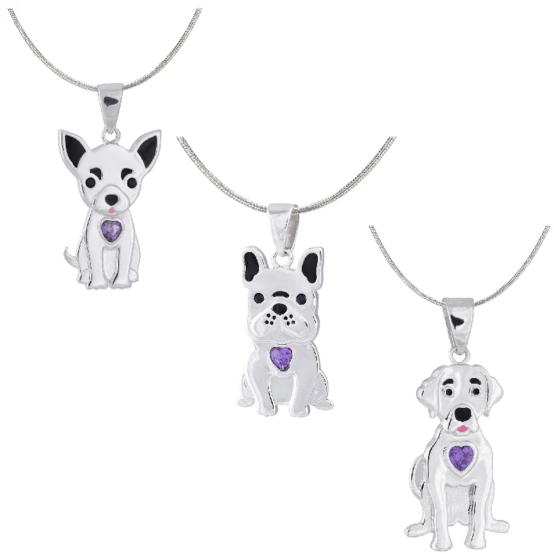 Women's religious necklaces-Sterling & Crystal Pup Necklace