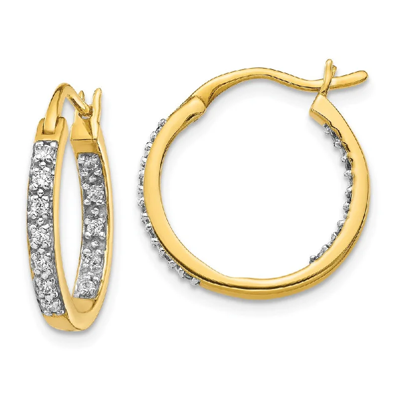 Women's elegant earrings-14k Diamond In/Out Hoop Earrings