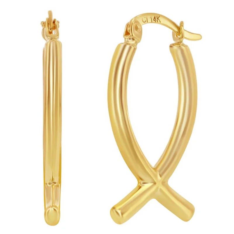 High-end women's earrings-Classic Gold+ Women's Earrings - 14K Yellow Gold Twisted Hoop | 14A-118