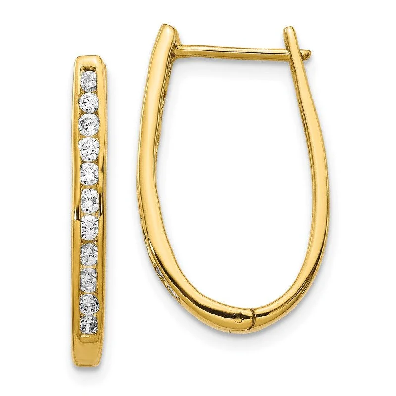 Women's astrology earrings-14k Diamond Oval Hoop Earrings