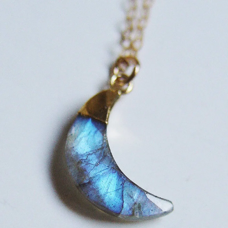 Women's anniversary necklaces-NEW! Labradorite Moon 14k Gold Filled Necklace by Friedasophie