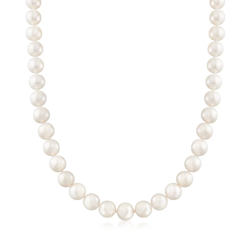 Women's cross necklaces-Ross-Simons 9-10mm Cultured Pearl Necklace With 14kt Yellow Gold