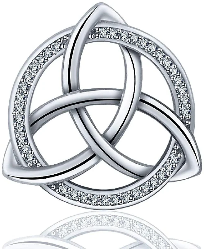 Women's casual necklaces-Jewelry Trends Trinity Knot CZ Circle Of Life Sterling Silver Pendant Necklace 18"