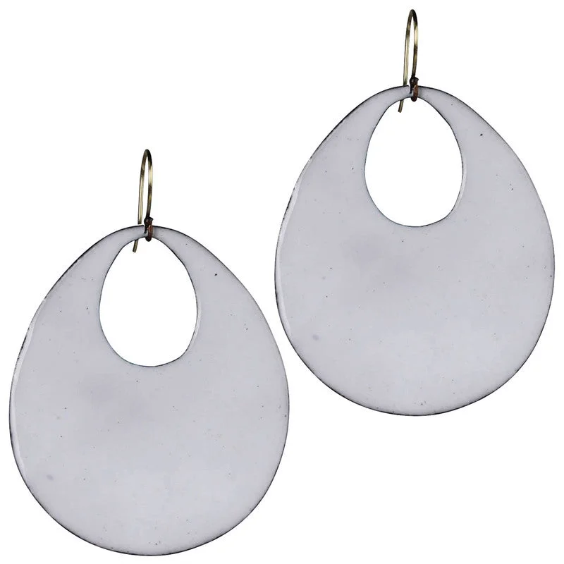 Women's heirloom rings-Donte Earring, Teardrop Cut Out White Enamel - Large