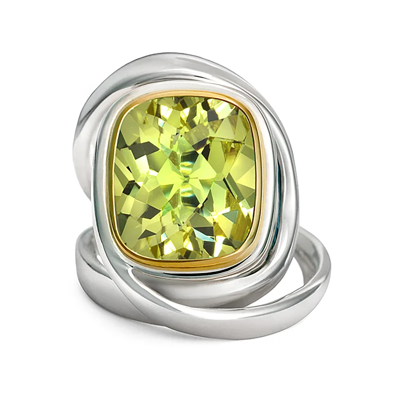 Women's gift rings-Twizzle Lemon Quartz and Sterling Silver Wrap Ring