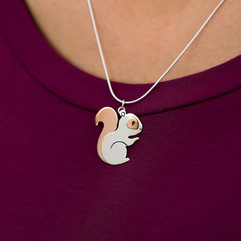 Women's moon phase necklaces-Squirrel Sterling Silver Necklace