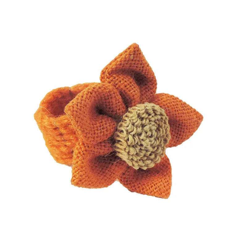 Women's silver-plated rings-Jute Posy Napkin Ring in Orange, Set of 4