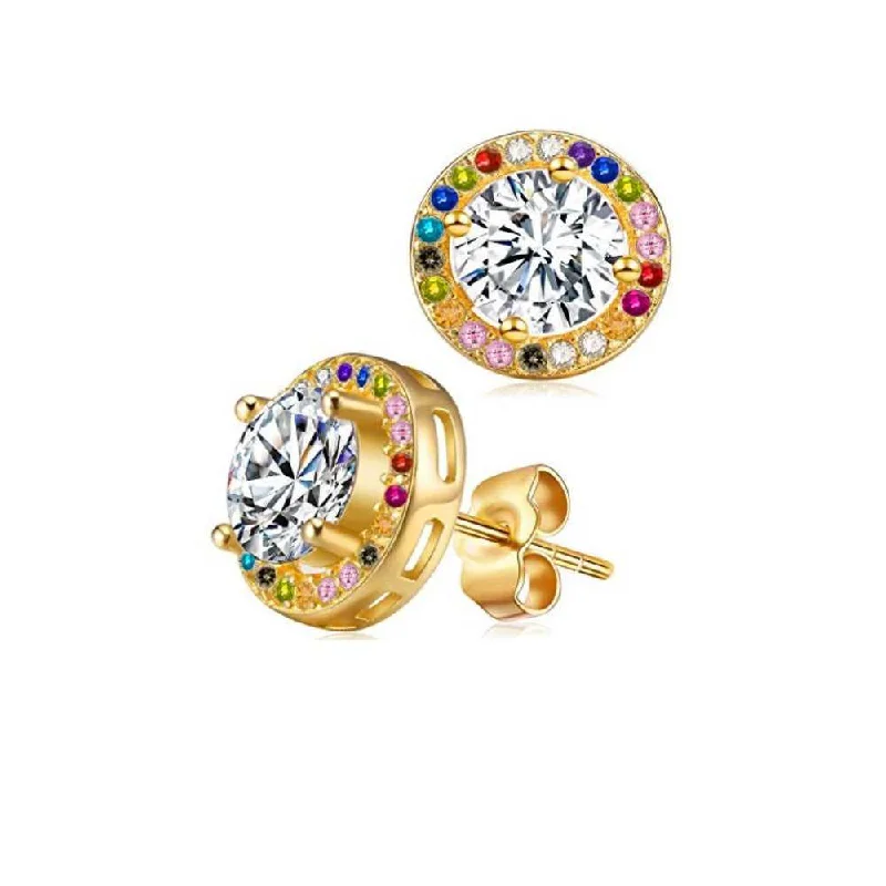 Women's star earrings-Rainbow Crystal Or Opal Halo Studs Made With Swarovski Elements (2 Pack Available)