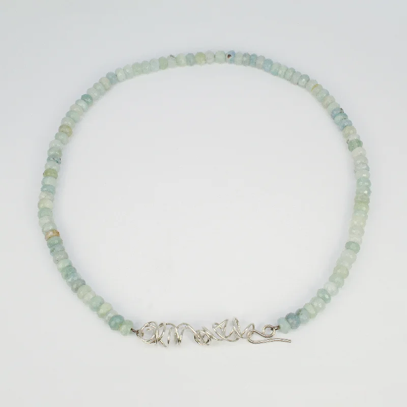 Women's titanium necklaces-NEW! Faceted Aquamarine Beaded Necklace by Rina Young