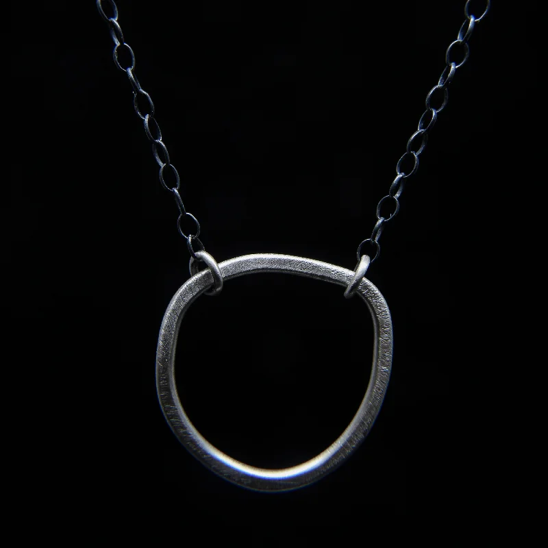 Women's cross necklaces-NEW! Single Wonky Circle Necklace in Sterling Silver by Ashley Procopio