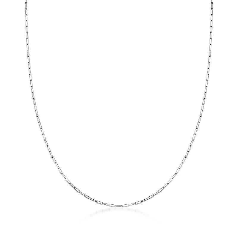 Women's wedding necklaces-Ross-Simons 14kt White Gold Paper Clip Link Necklace