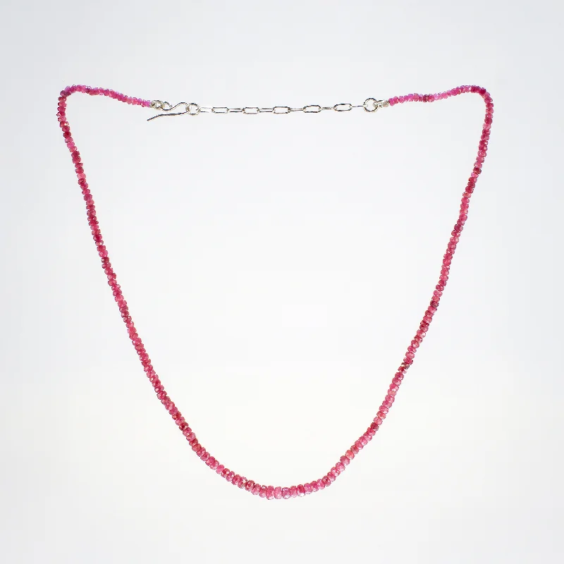 Vintage women's necklaces-NEW! Faceted Ruby Beaded Necklace by Rina Young