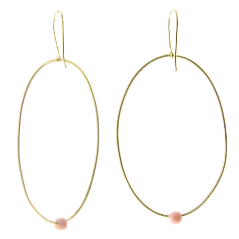 Women's healing crystal rings-Lombok Organic Oval Earring - Pink