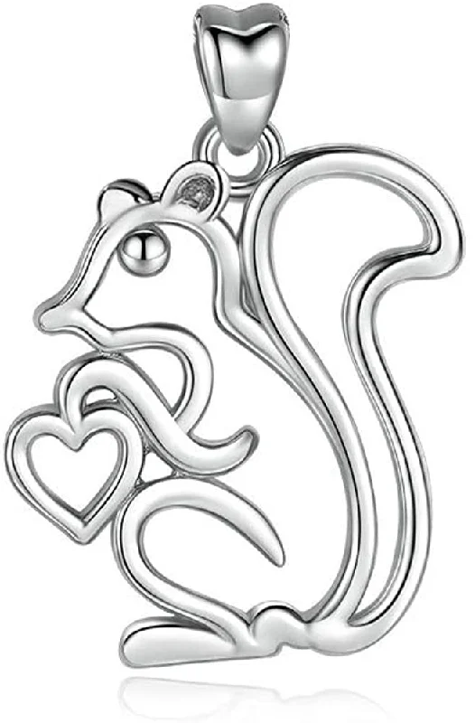 Women's spiritual necklaces-Jewelry Trends Squirrel Love Nut Animal Sterling Silver Pendant Necklace 18"