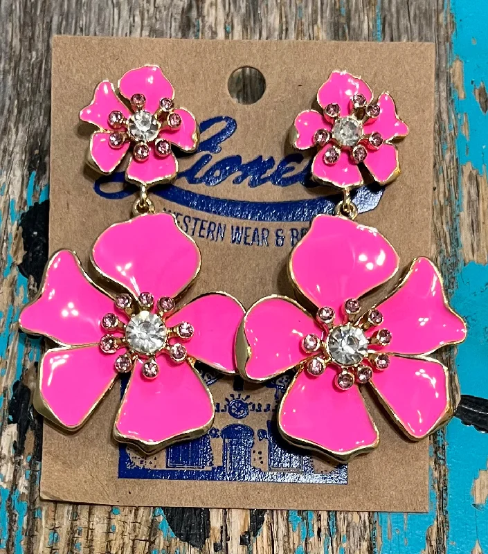 Women's alloy rings-Bubble Gum Pink Bold & Beautiful Flower Earring