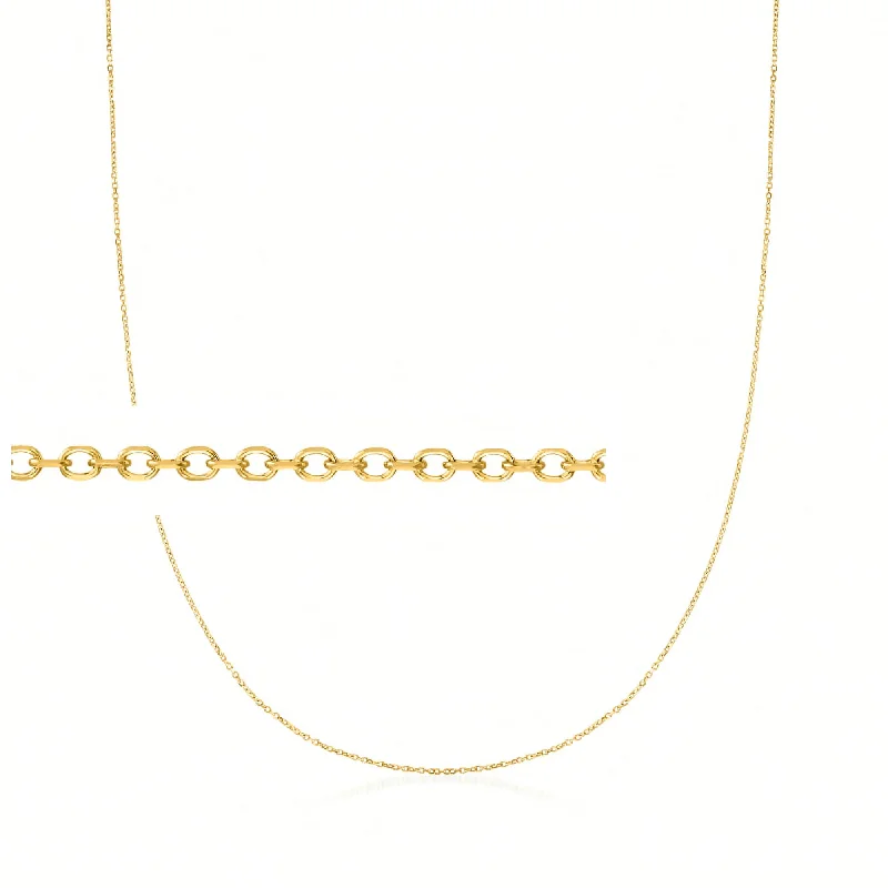 Women's geometric necklaces-Ross-Simons 0.8mm 14kt Yellow Gold Cable Chain Necklace