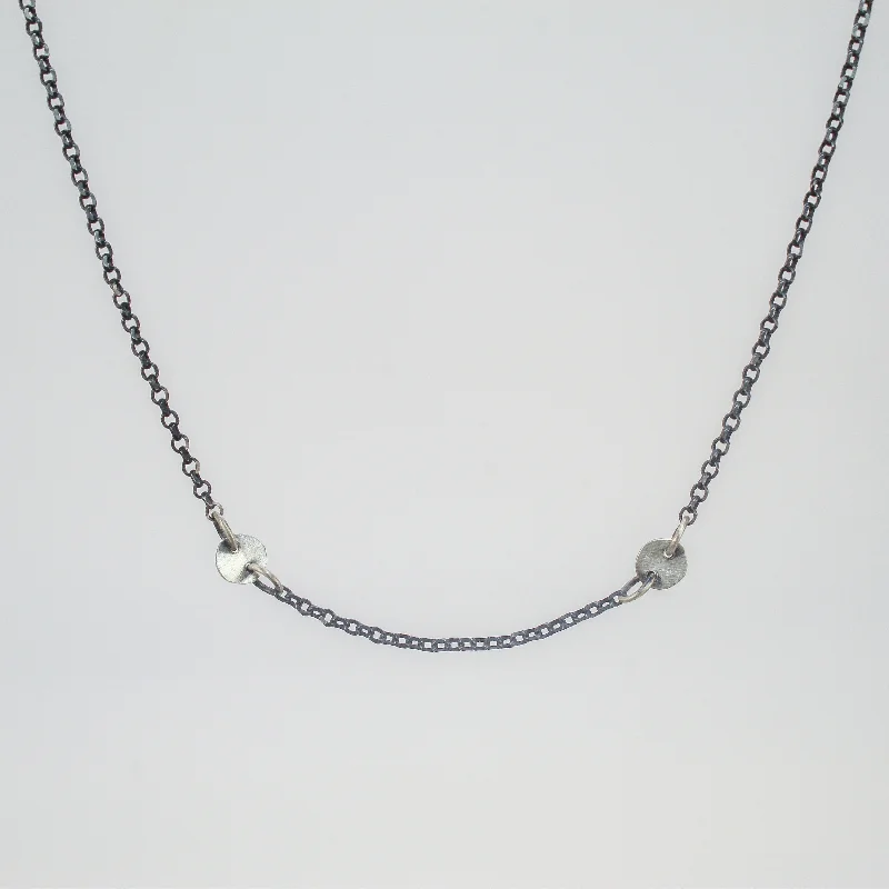 Women's DNA necklaces-NEW! Oxidized Sterling Silver Chain with Five Tiny Disks by Ashley Procopio