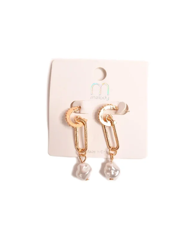 Women's friendship rings-Fancy Pearl Hoop Earring