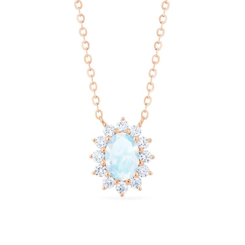 High-end women's necklaces-[Julianne] Vintage Bloom Oval Cut Necklace in Moonstone