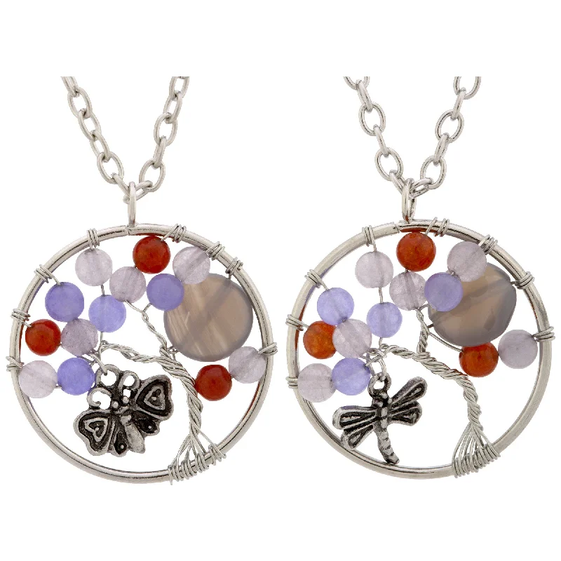 Modern women's necklaces-Fluttering Friends at Play Carnelian Necklace