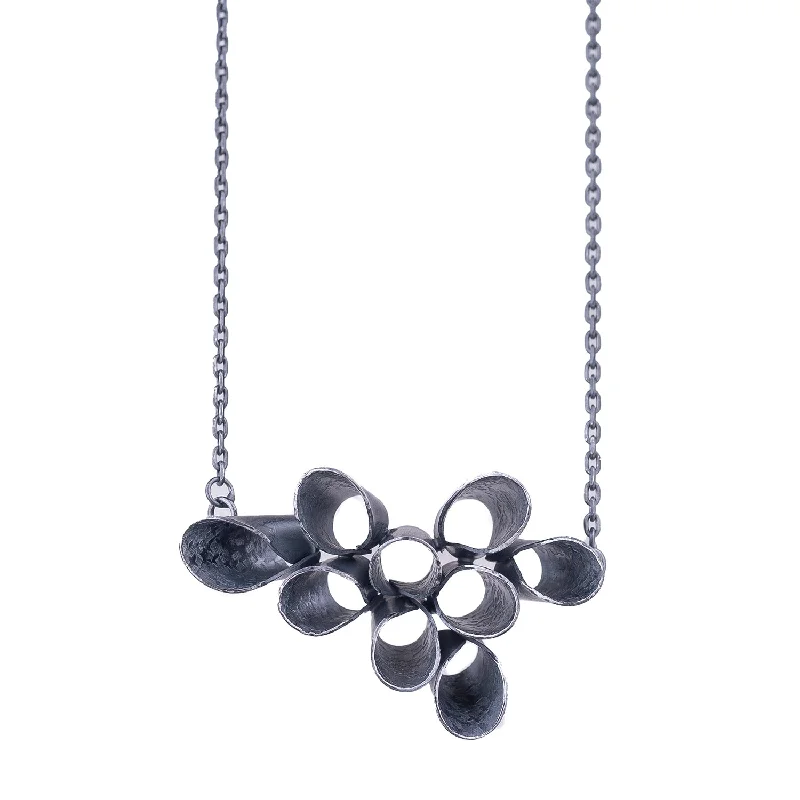 Women's heart-shaped necklaces-Blossom Necklace in Black by Jinbi Design