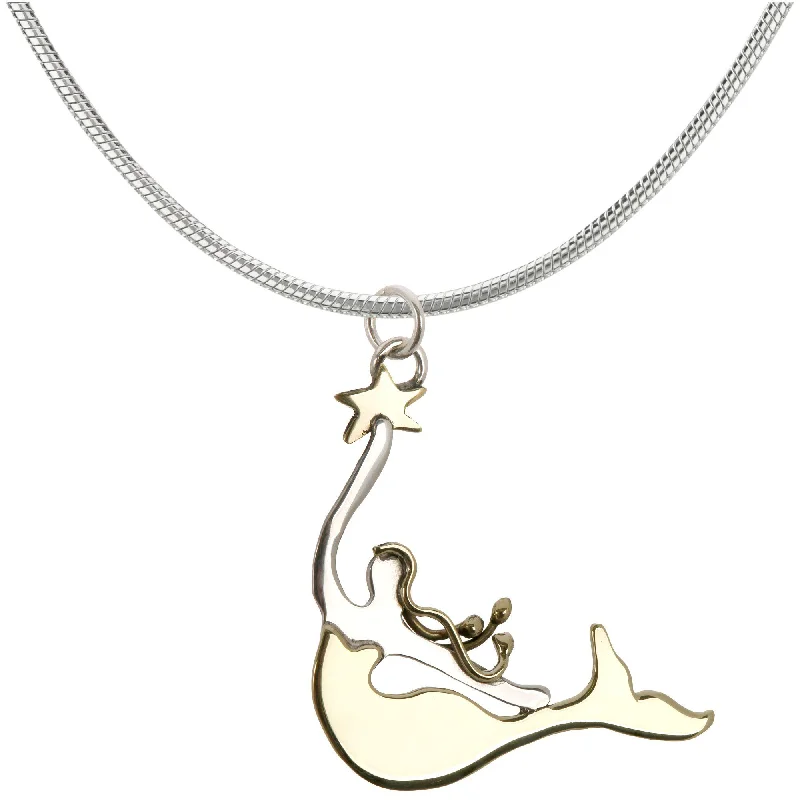 Women's pet memorial necklaces-Sterling & Brass Mermaid Necklace