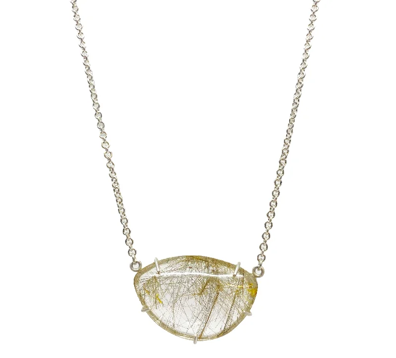 Women's silver necklaces-Rutilated Quartz Necklace by Rina Young