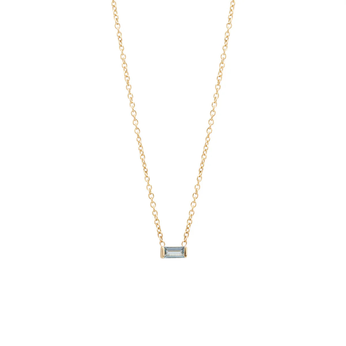 Women's geometric necklaces-Zoe Chicco 14k Aquamarine Horizontal Baguette Necklace