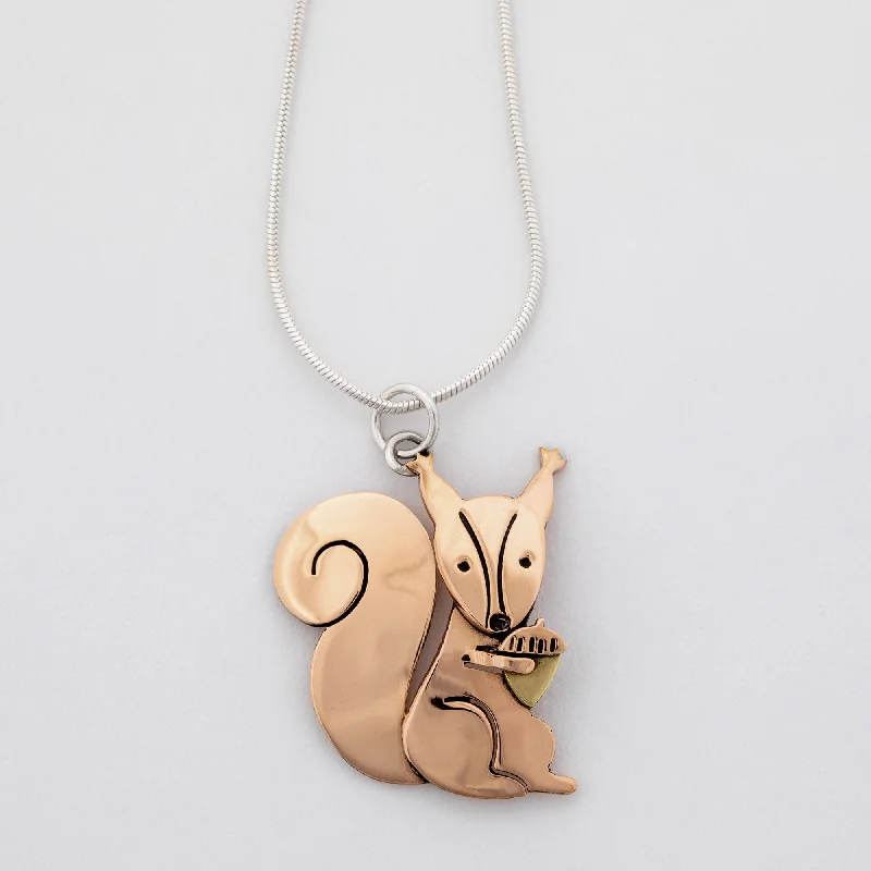 Women's stainless steel necklaces-Squirrel Mixed Metal Necklace