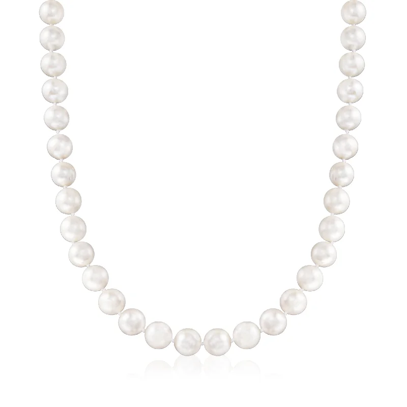 Women's K gold necklaces-Ross-Simons 10-11mm Cultured Pearl Necklace With Sterling Silver Magnetic Clasp