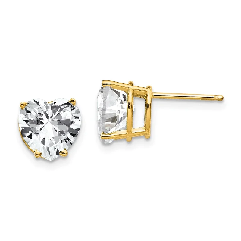 Women's graduation earrings-14k 8mm Heart Cubic Zirconia earring