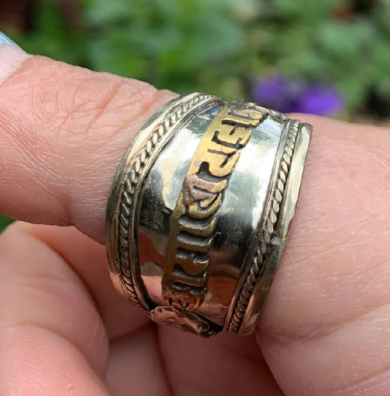 Women's gold rings-Adjustable Mantra Ring #27