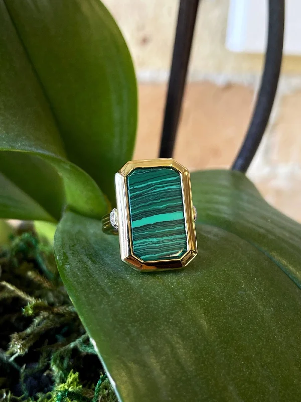 Women's ruby rings-Malachite Fashion Ring