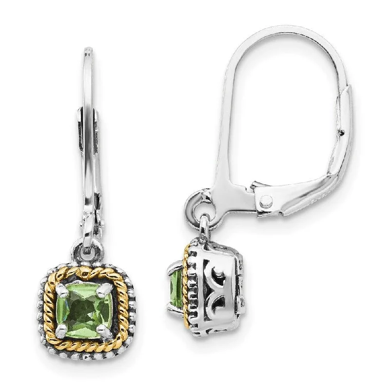 Women's drop earrings-Sterling Silver w/14k Peridot Earrings