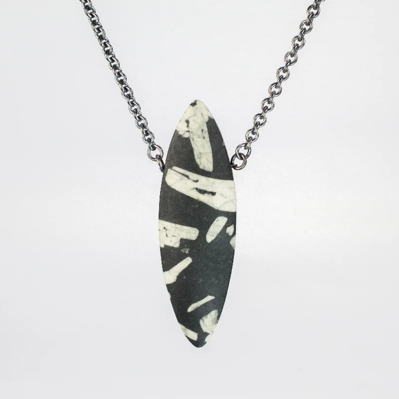 Women's birthday gift necklaces-Chinese Writing Stone Pendant by Rina Young