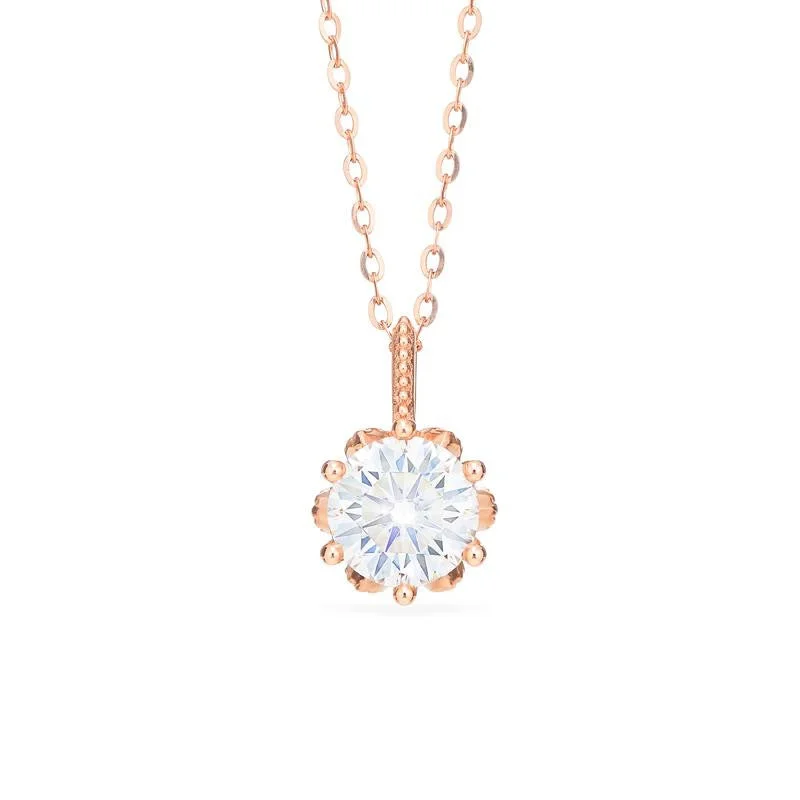 Women's short necklaces-[Eden] Floral Solitaire Necklace in Moissanite