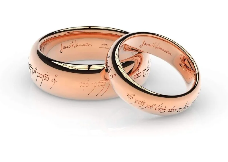 Women's gold rings-Elvish Love Ring Set in Red Gold