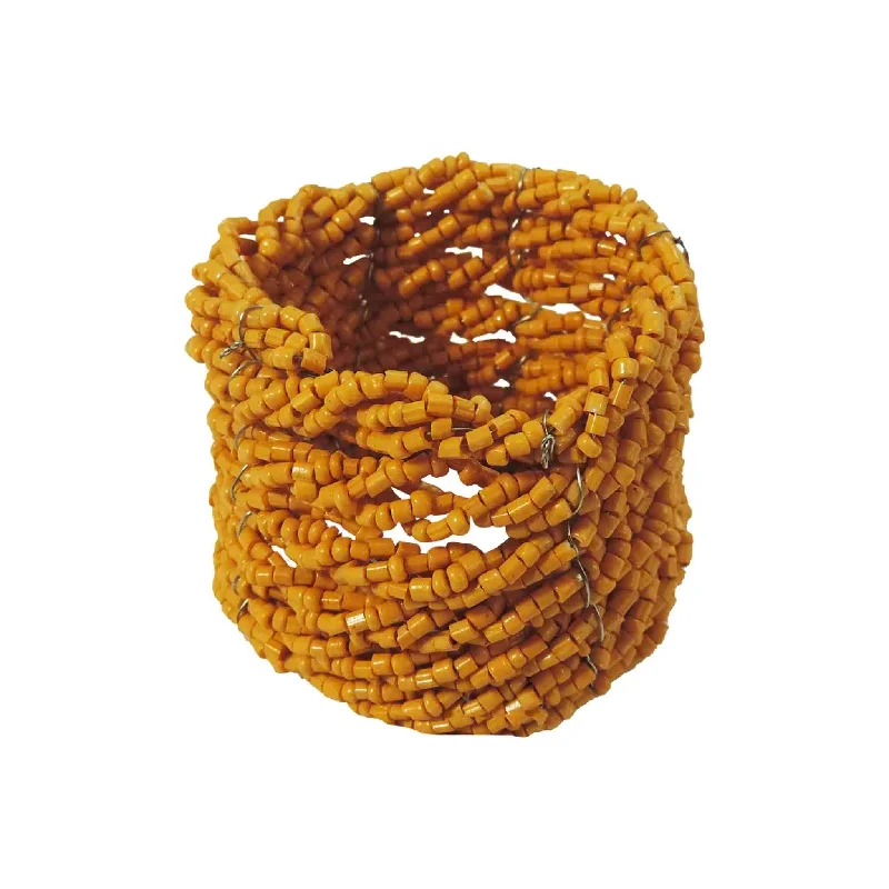 Designer women's rings-Jute Coil Napkin Ring in Orange, Set of 4