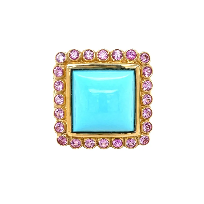 Women's rose gold rings-Turquoise and Sapphire Ring