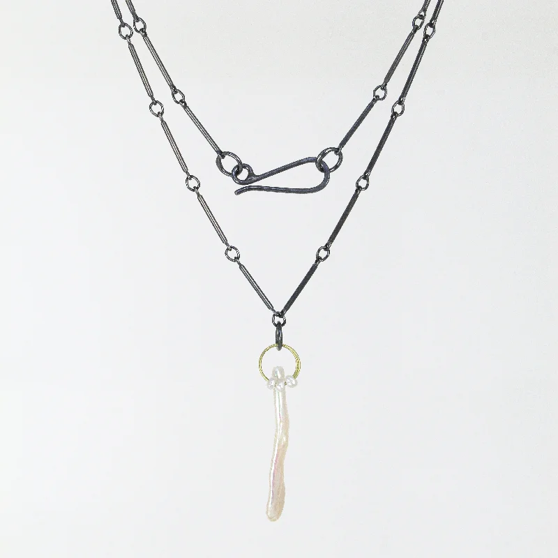 Women's holiday necklaces-NEW! Mini Tangle Necklace with Biwa Pearl by Heather Guidero