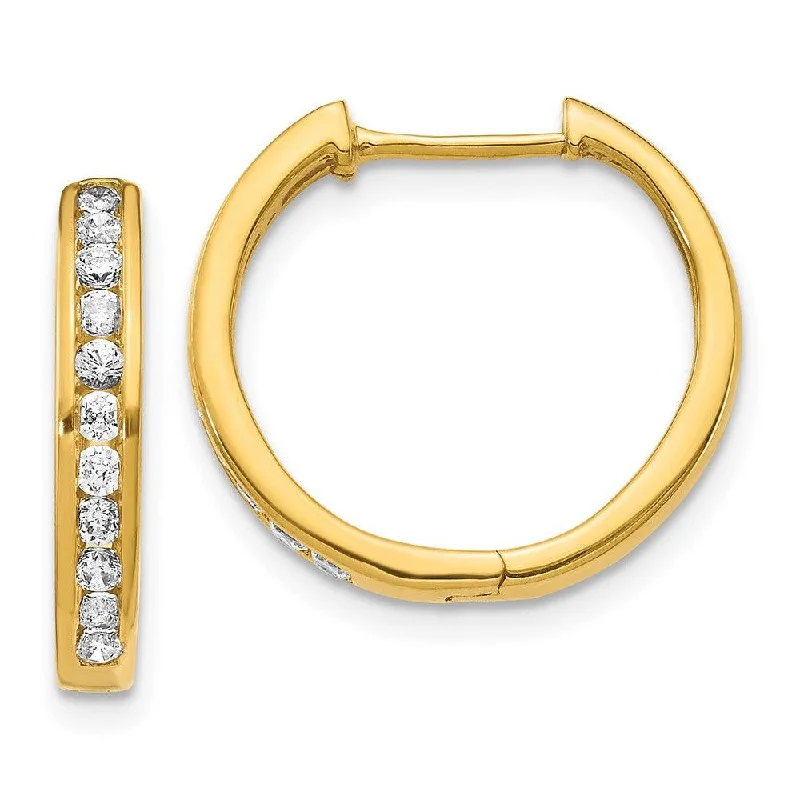 Women's celestial earrings-14k Diamond Hinged Hoop Earrings